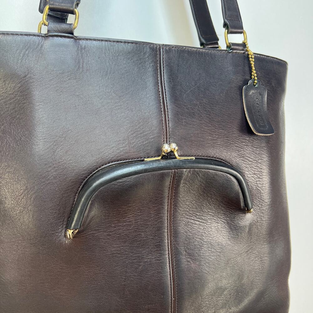 Vintage Coach Skinny Tote 9546 Brown Leather Handbag Purse - Picture 6 of 12